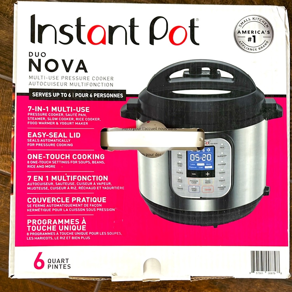 NIB - Instant Pot Duo NOVA - 6 Quart - 7-IN-1 Multi-Use Pressure Cooker
